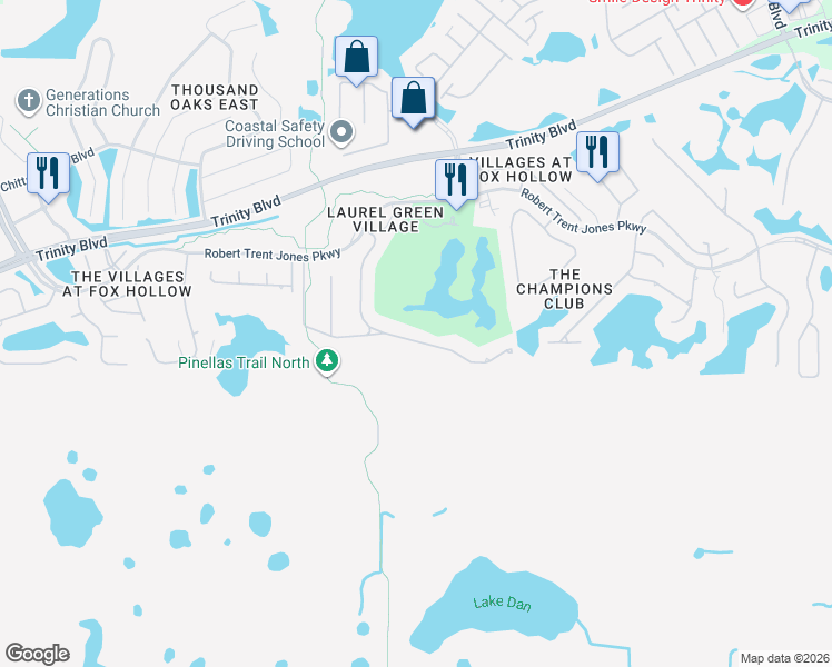 map of restaurants, bars, coffee shops, grocery stores, and more near 9943 Milano Drive in Trinity
