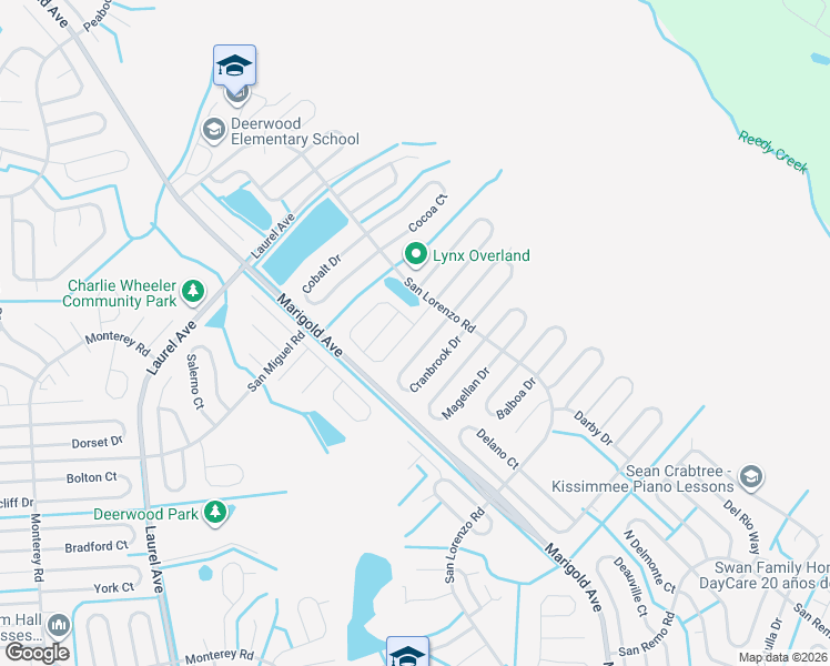 map of restaurants, bars, coffee shops, grocery stores, and more near 256 Cranbrook Drive in Kissimmee