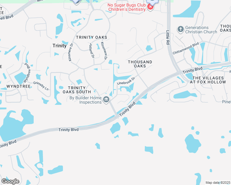 map of restaurants, bars, coffee shops, grocery stores, and more near 8449 Linebrook Drive in Trinity
