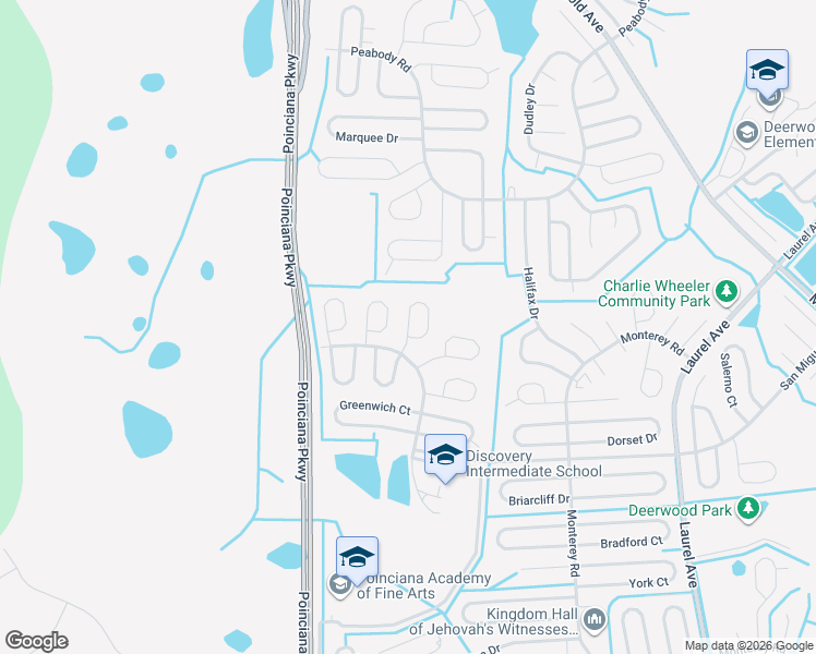 map of restaurants, bars, coffee shops, grocery stores, and more near 902 Gillingham Court in Kissimmee