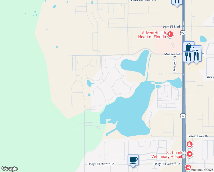 map of restaurants, bars, coffee shops, grocery stores, and more near Nicken Grove in Davenport