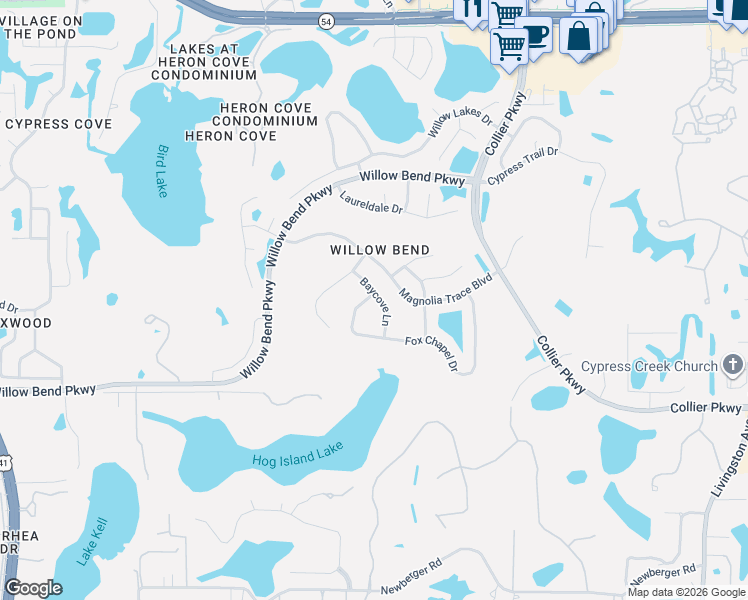map of restaurants, bars, coffee shops, grocery stores, and more near 1436 Fox Chapel Drive in Lutz