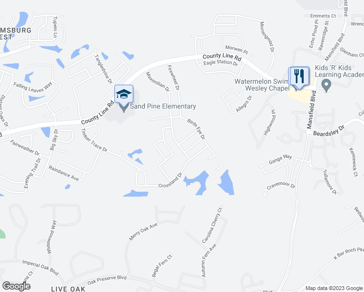 map of restaurants, bars, coffee shops, grocery stores, and more near 29412 Sea Dahlia Pass in Wesley Chapel