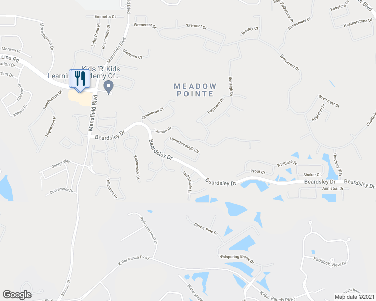 map of restaurants, bars, coffee shops, grocery stores, and more near 30610 Lanesborough Circle in Wesley Chapel