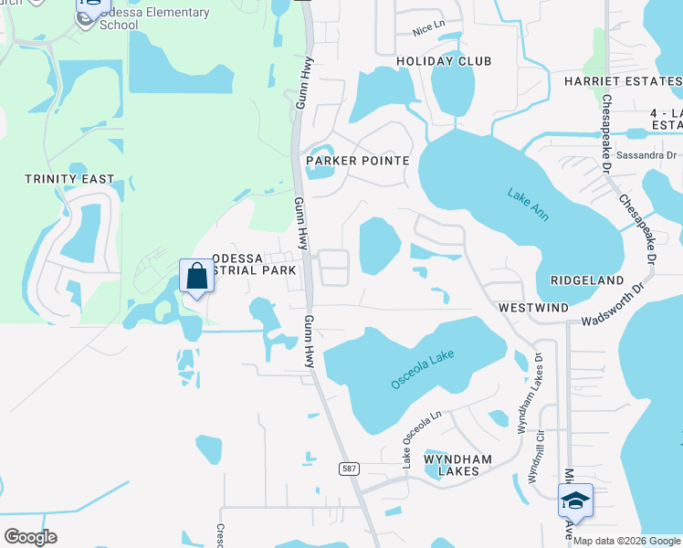map of restaurants, bars, coffee shops, grocery stores, and more near 1313 Loretto Circle in Odessa