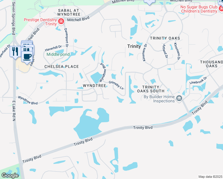 map of restaurants, bars, coffee shops, grocery stores, and more near 7834 Grimsby Lane in New Port Richey