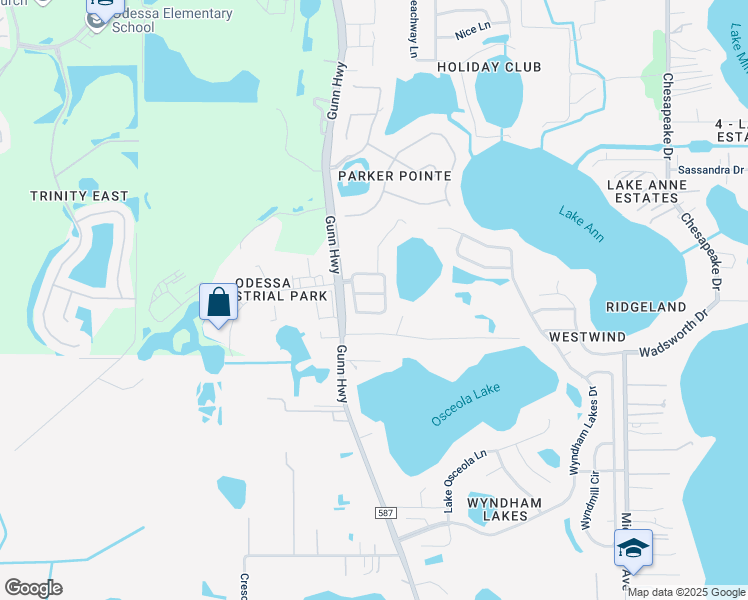 map of restaurants, bars, coffee shops, grocery stores, and more near 1313 Loretto Circle in Odessa