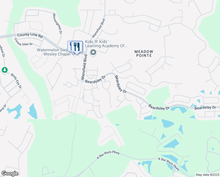 map of restaurants, bars, coffee shops, grocery stores, and more near 1244 Standridge Drive in Zephyrhills