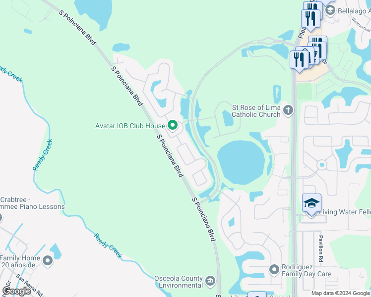 map of restaurants, bars, coffee shops, grocery stores, and more near 3910 Port Sea Place in Kissimmee