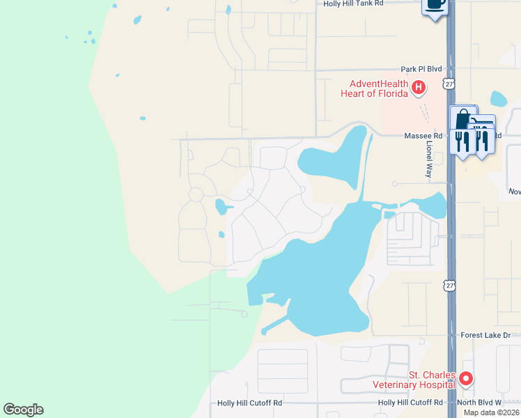 map of restaurants, bars, coffee shops, grocery stores, and more near in Haines City