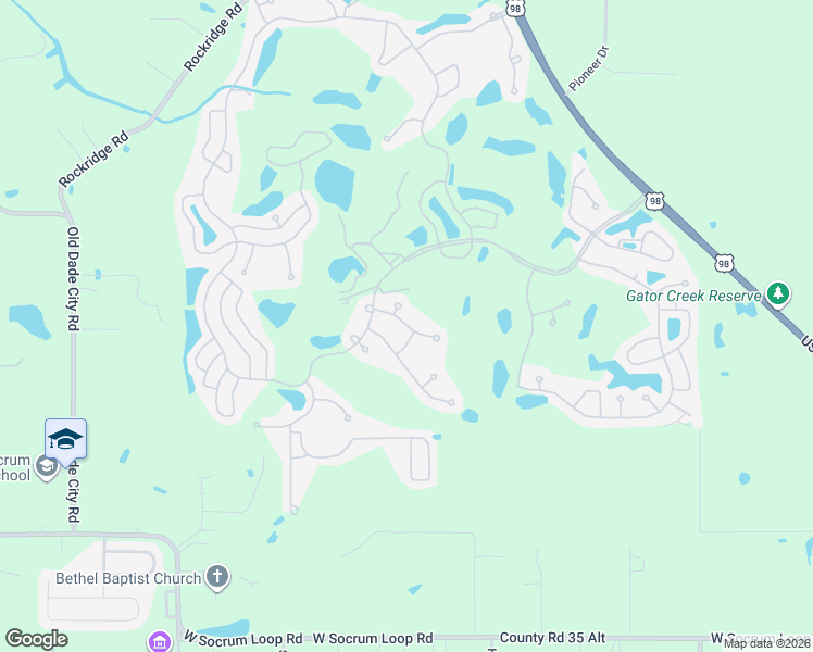 map of restaurants, bars, coffee shops, grocery stores, and more near Putt Ln in Lakeland