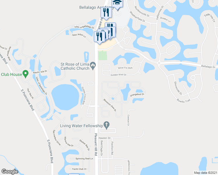 map of restaurants, bars, coffee shops, grocery stores, and more near 3231 Pineapple Isle Drive in Kissimmee