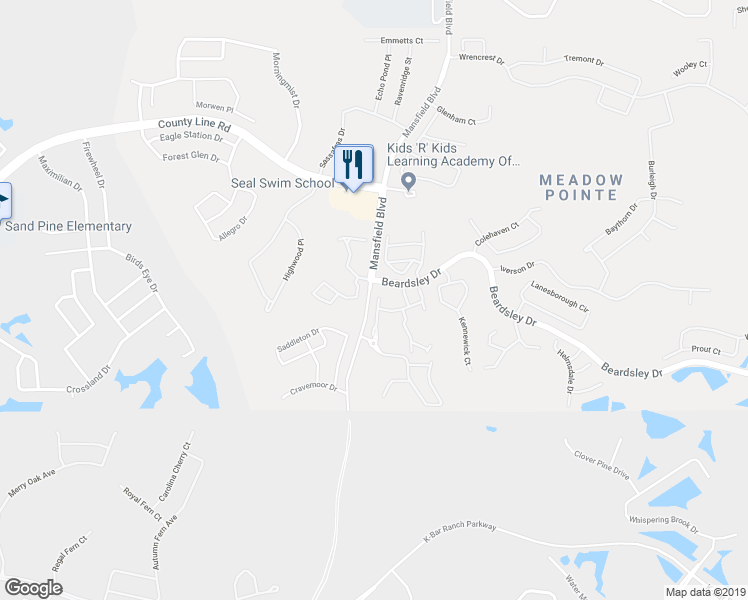 map of restaurants, bars, coffee shops, grocery stores, and more near 1251 Charlesworth Drive in Wesley Chapel