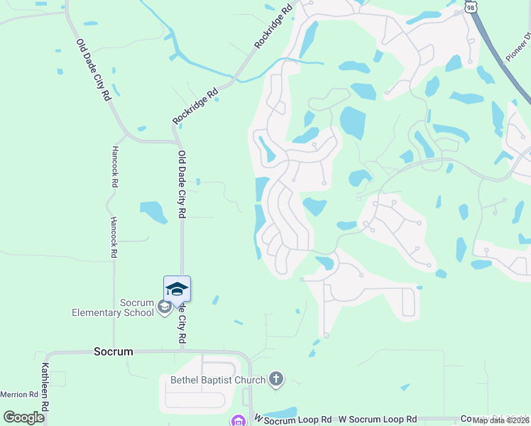 map of restaurants, bars, coffee shops, grocery stores, and more near Big Apple Lane in Lakeland