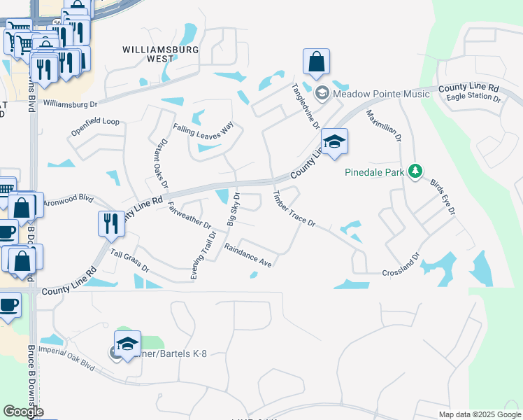 map of restaurants, bars, coffee shops, grocery stores, and more near 28818 Midnight Star Loop in Zephyrhills