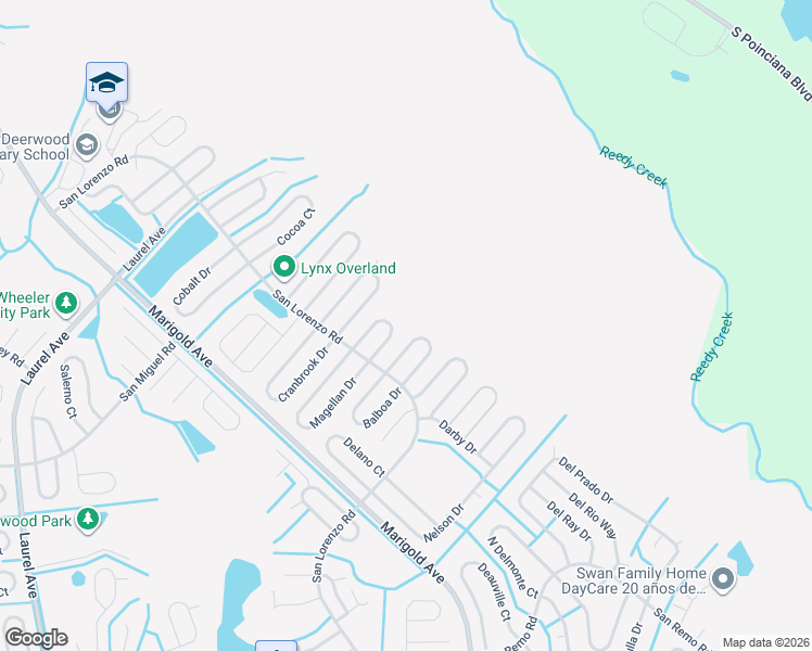 map of restaurants, bars, coffee shops, grocery stores, and more near 326 Cortez Court in Kissimmee