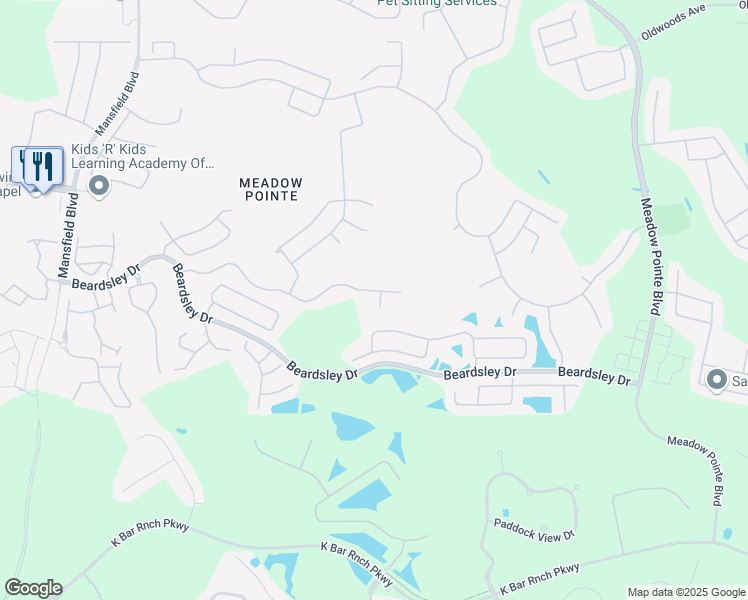 map of restaurants, bars, coffee shops, grocery stores, and more near 1303 Aldrich Court in Wesley Chapel