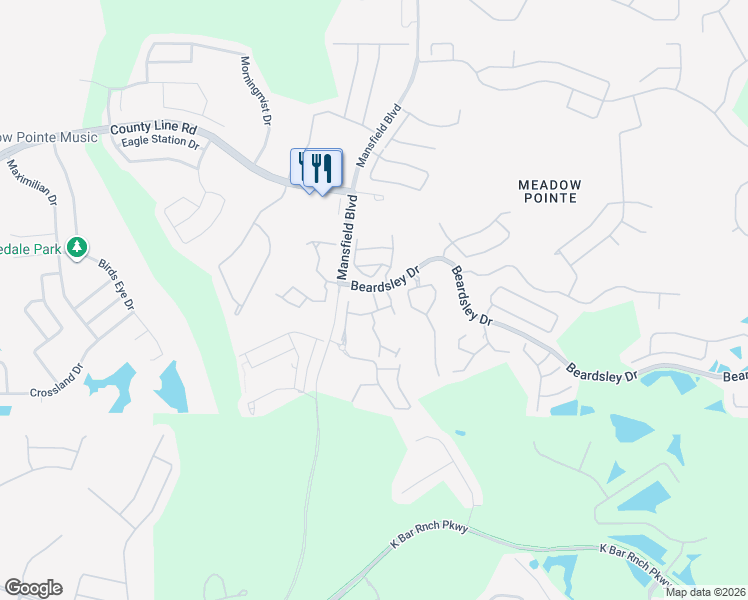 map of restaurants, bars, coffee shops, grocery stores, and more near 1251 Beckenham Way in Wesley Chapel