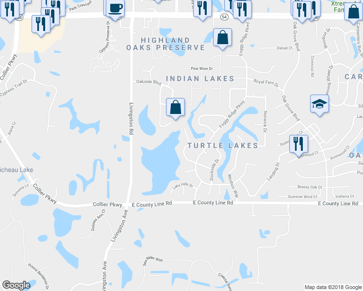 map of restaurants, bars, coffee shops, grocery stores, and more near 1239 Waterbury Loop in Lutz