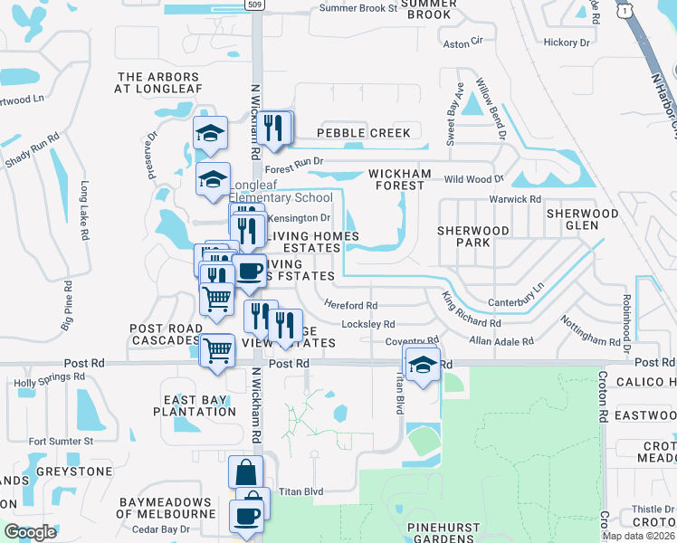 map of restaurants, bars, coffee shops, grocery stores, and more near 4266 Wellington Road in Melbourne
