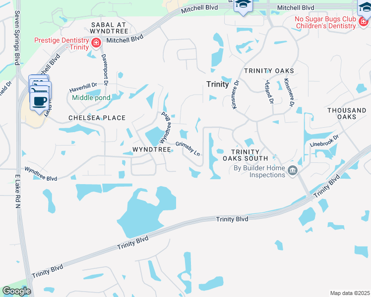 map of restaurants, bars, coffee shops, grocery stores, and more near 7834 Grimsby Lane in New Port Richey