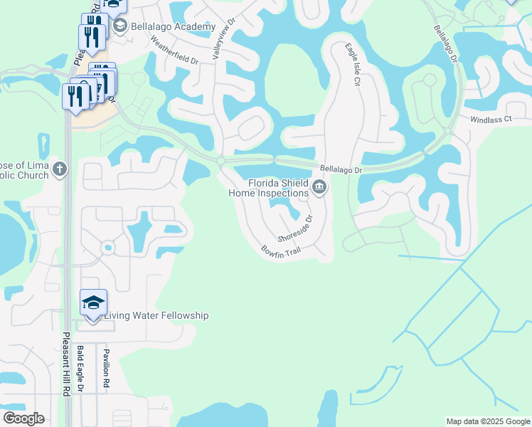 map of restaurants, bars, coffee shops, grocery stores, and more near 3813 Shoreside Drive in Kissimmee