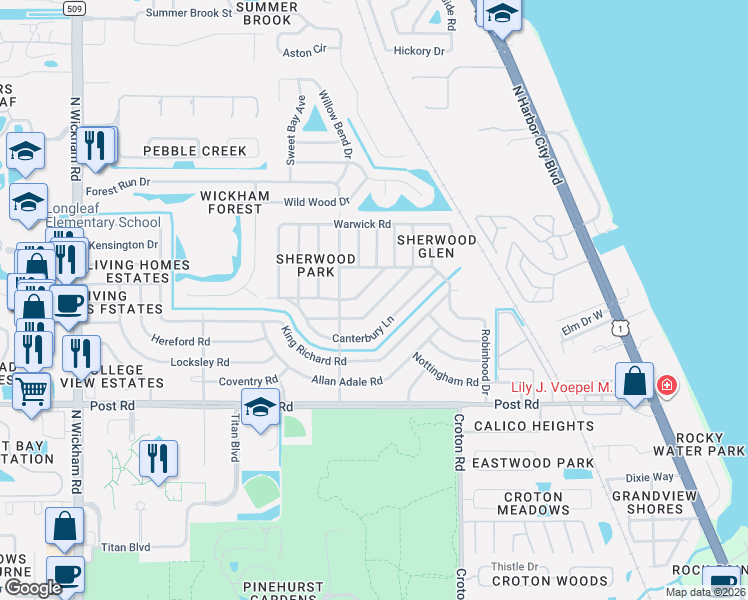 map of restaurants, bars, coffee shops, grocery stores, and more near 2283 Saint Swithin Lane in Melbourne