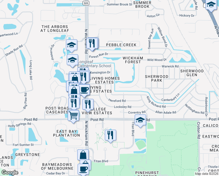 map of restaurants, bars, coffee shops, grocery stores, and more near 4266 Wellington Road in Melbourne