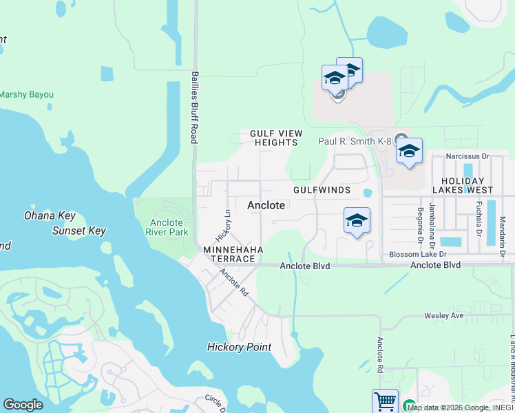 map of restaurants, bars, coffee shops, grocery stores, and more near in Anclote