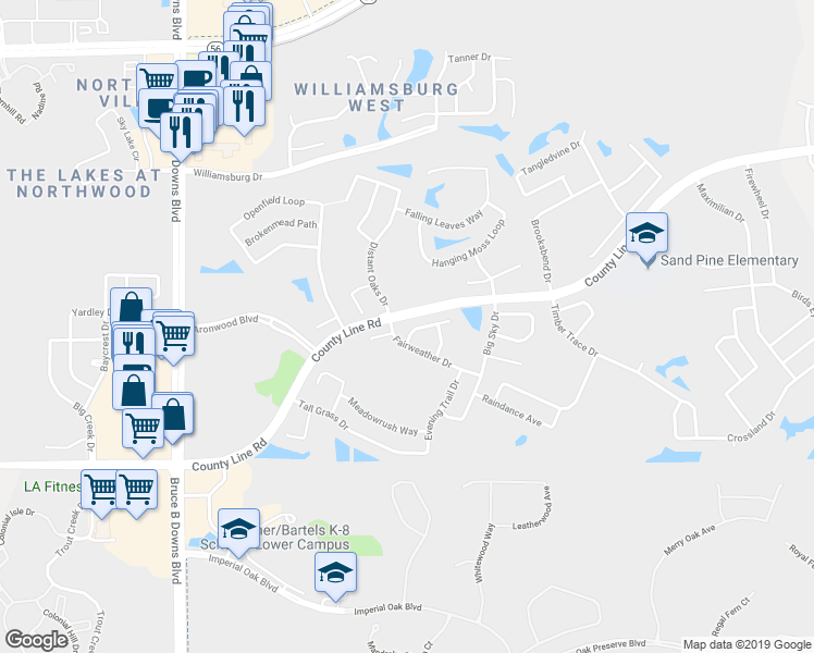 map of restaurants, bars, coffee shops, grocery stores, and more near 28527 Dawns Break Point in Zephyrhills