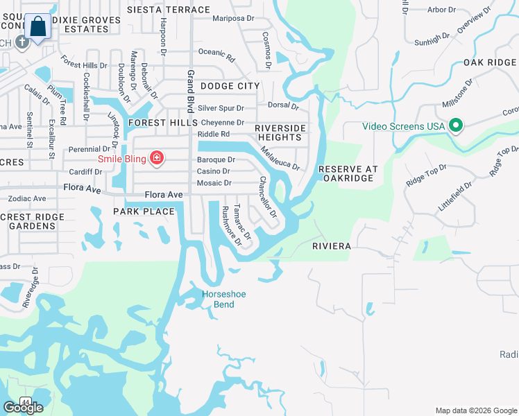 map of restaurants, bars, coffee shops, grocery stores, and more near 1172 Fernwood Drive in Holiday