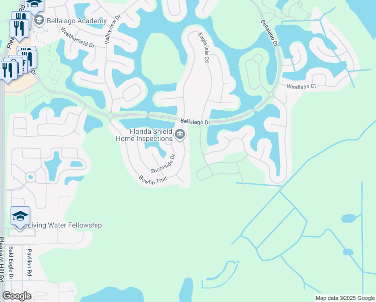 map of restaurants, bars, coffee shops, grocery stores, and more near 3898 Bowfin Trail in Kissimmee