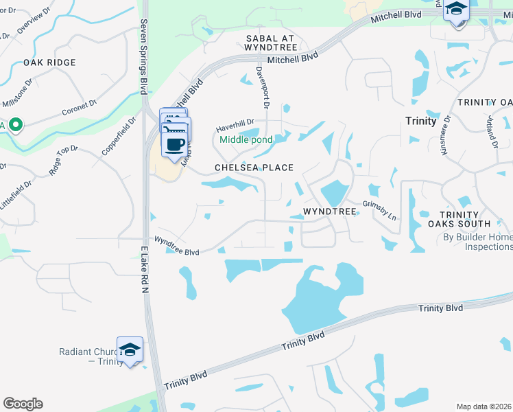 map of restaurants, bars, coffee shops, grocery stores, and more near 7414 Cheltnam Court in New Port Richey