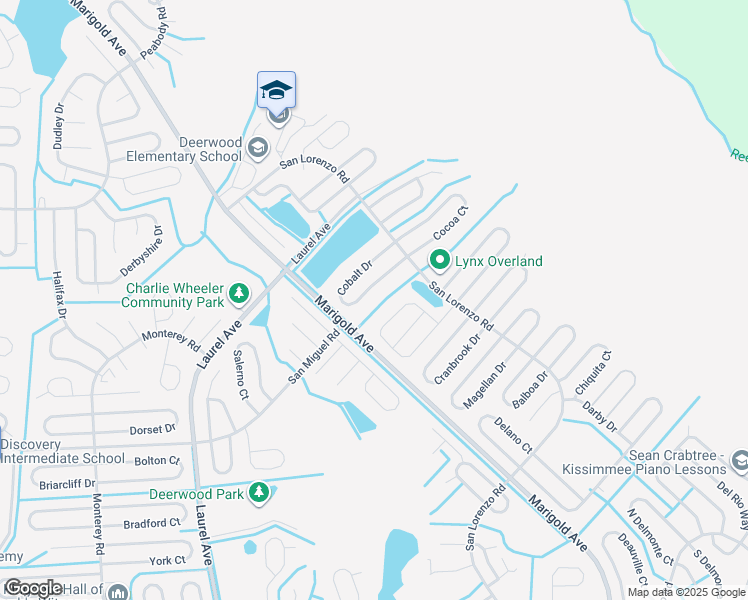 map of restaurants, bars, coffee shops, grocery stores, and more near 229 Cobalt Drive in Kissimmee