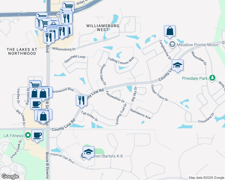 map of restaurants, bars, coffee shops, grocery stores, and more near 28531 Dawns Break Point in Zephyrhills