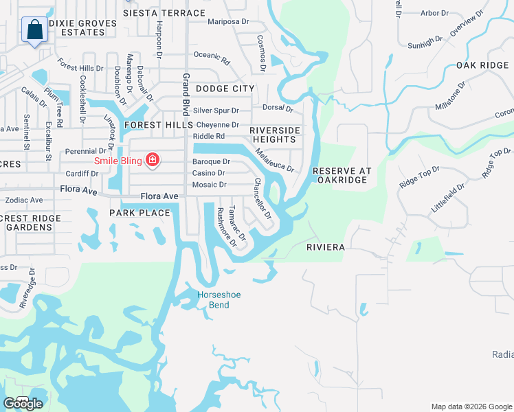 map of restaurants, bars, coffee shops, grocery stores, and more near 1175 Chancellor Drive in Holiday