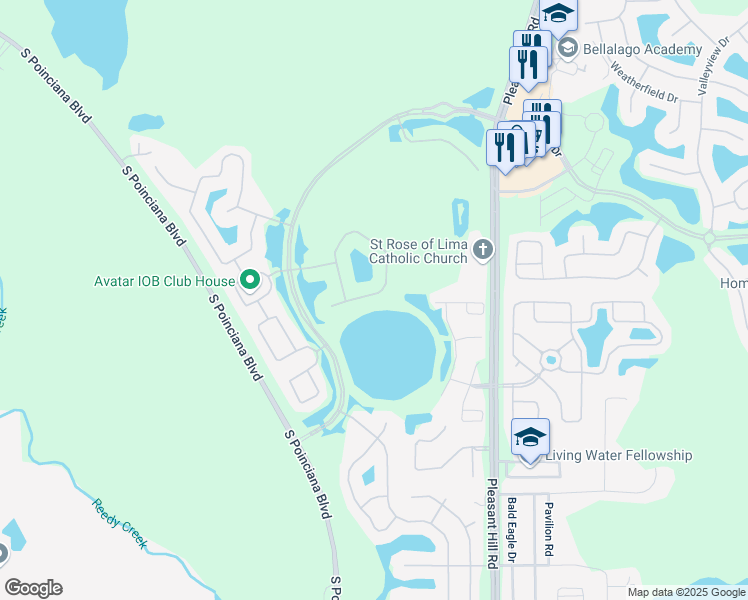 map of restaurants, bars, coffee shops, grocery stores, and more near 3866 Gulf Shore Circle in Kissimmee
