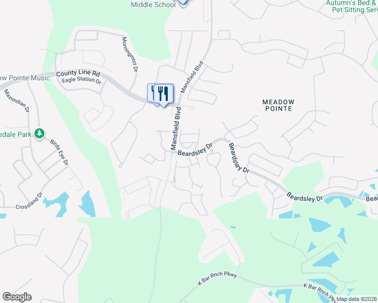 map of restaurants, bars, coffee shops, grocery stores, and more near 1315 Denman Court in Wesley Chapel