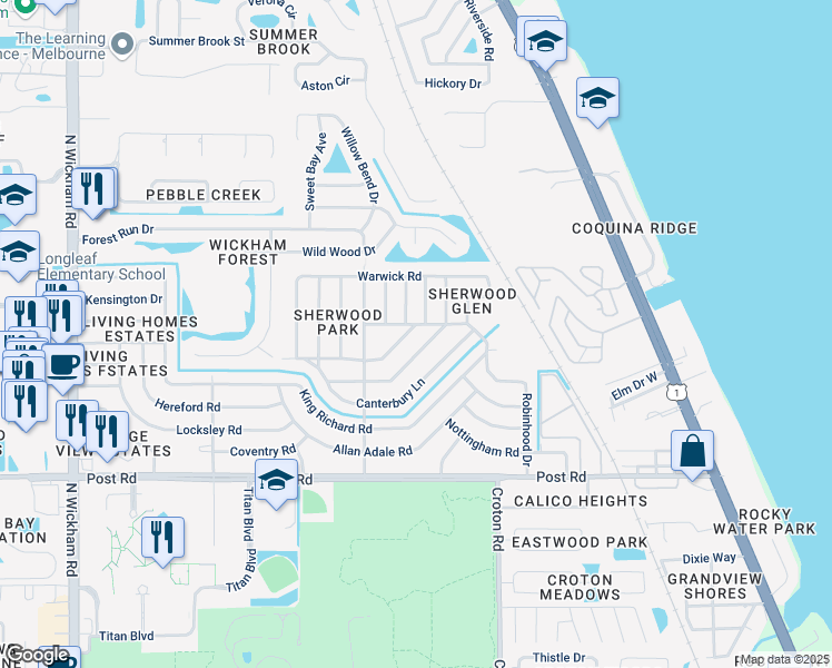 map of restaurants, bars, coffee shops, grocery stores, and more near 2245 Saint Swithin Lane in Melbourne