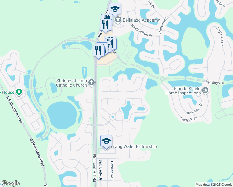 map of restaurants, bars, coffee shops, grocery stores, and more near 3847 Golden Knot Drive in Kissimmee