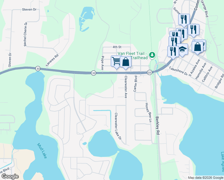 map of restaurants, bars, coffee shops, grocery stores, and more near 110 Laynewade Road in Polk City