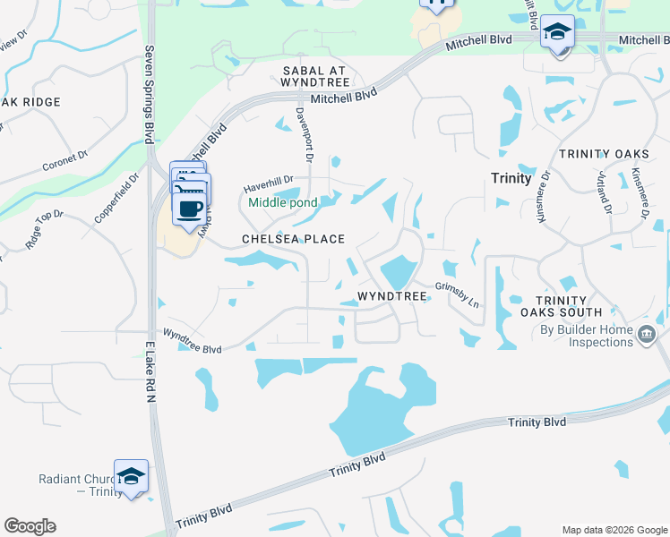map of restaurants, bars, coffee shops, grocery stores, and more near 7545 Cheltnam Court in New Port Richey