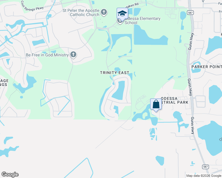 map of restaurants, bars, coffee shops, grocery stores, and more near 1307 Ketzal Drive in Trinity