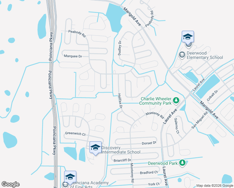 map of restaurants, bars, coffee shops, grocery stores, and more near 909 Halifax Drive in Kissimmee