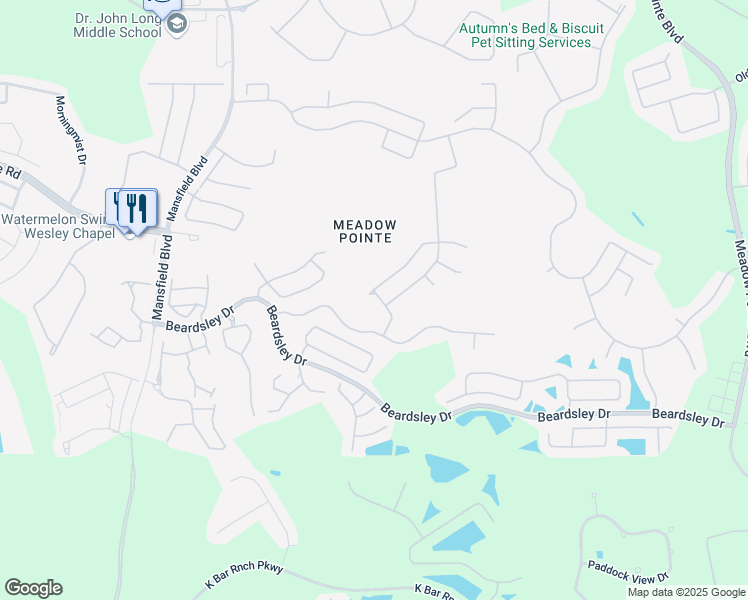 map of restaurants, bars, coffee shops, grocery stores, and more near 1407 Baythorn Drive in Zephyrhills