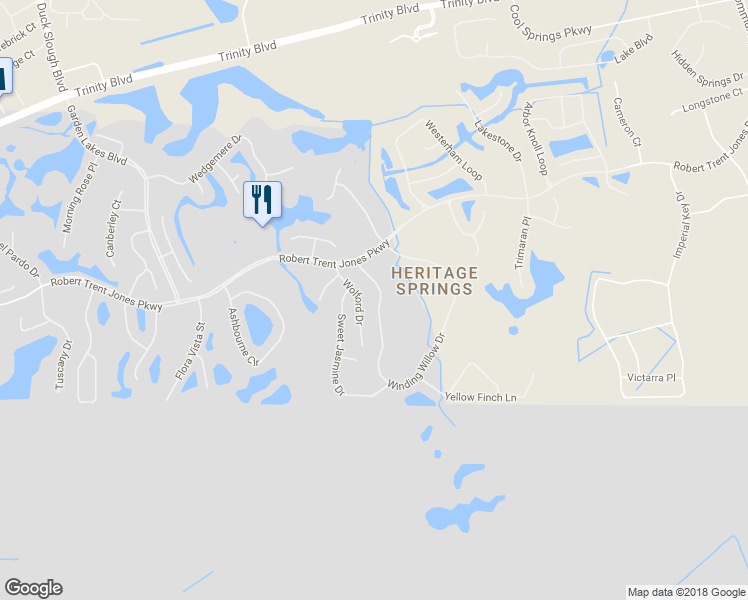 map of restaurants, bars, coffee shops, grocery stores, and more near 1245 Winding Willow Dr in Trinity