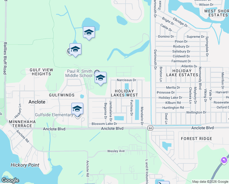 map of restaurants, bars, coffee shops, grocery stores, and more near 1304 Jambalana Drive in Holiday