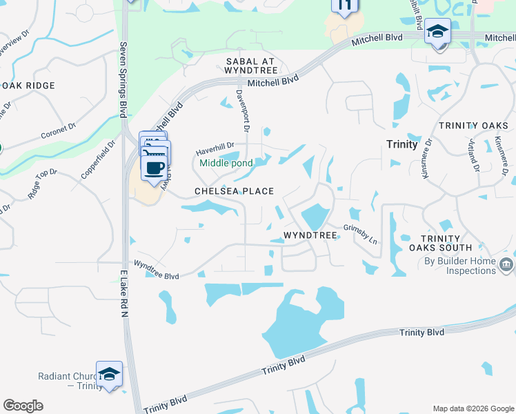 map of restaurants, bars, coffee shops, grocery stores, and more near 7545 Cheltnam Court in New Port Richey