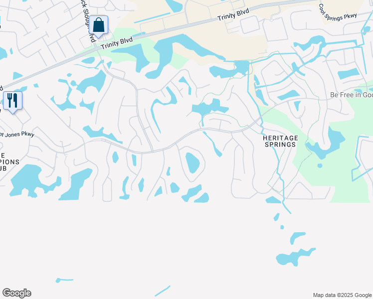 map of restaurants, bars, coffee shops, grocery stores, and more near 1010 Ashbourne Circle in Trinity