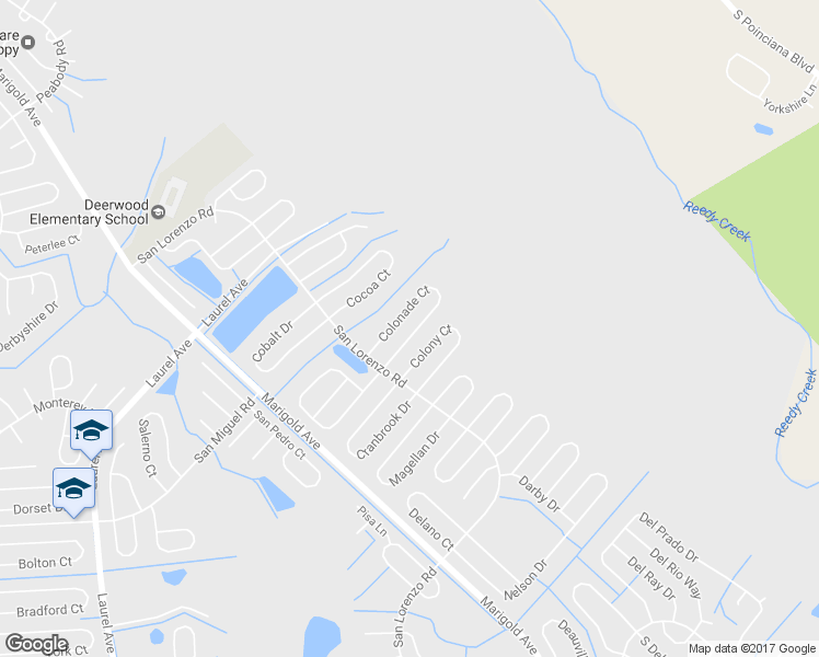 map of restaurants, bars, coffee shops, grocery stores, and more near 317 Colonade Court in Kissimmee